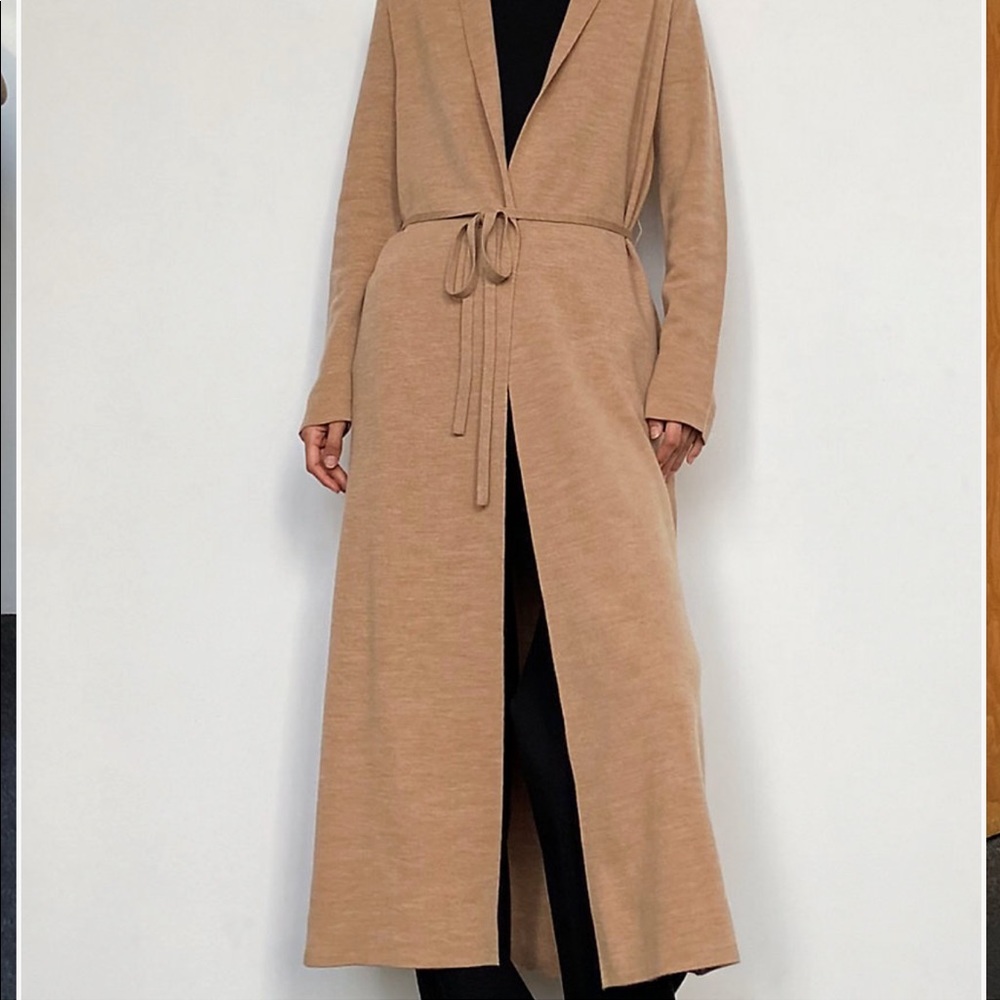 Long belted cardigan